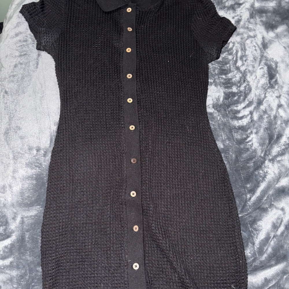 Forever 21 Black Textured Mini Dress